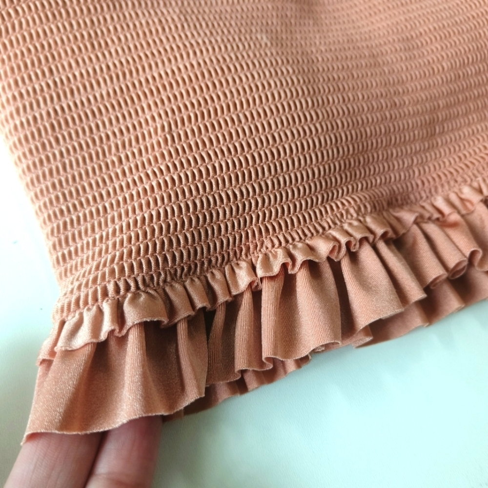CHELSEA & VIOLET short estraple top with wrinkled bars size m brown - Picture 5 of 10